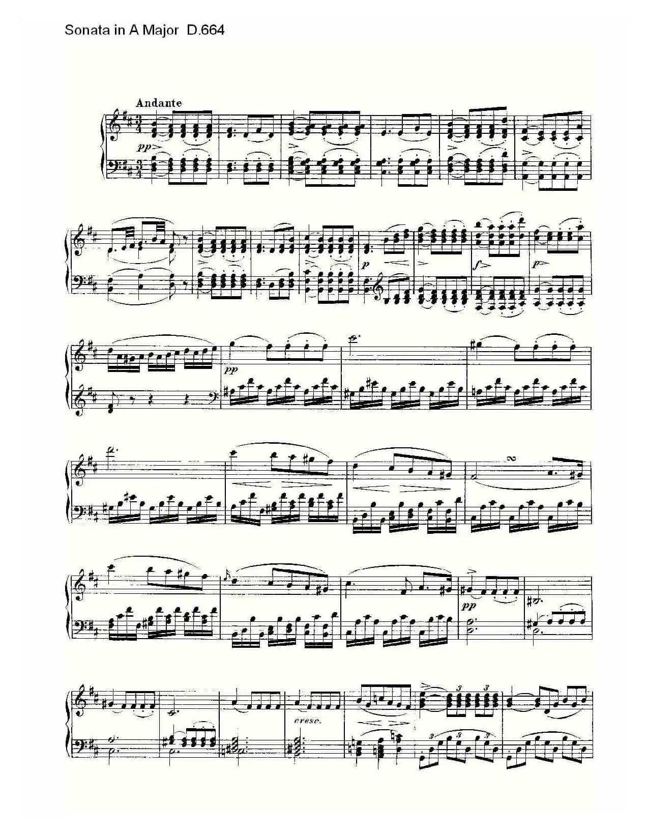 Sonata in A Major D.664（A大调奏鸣曲D.664）