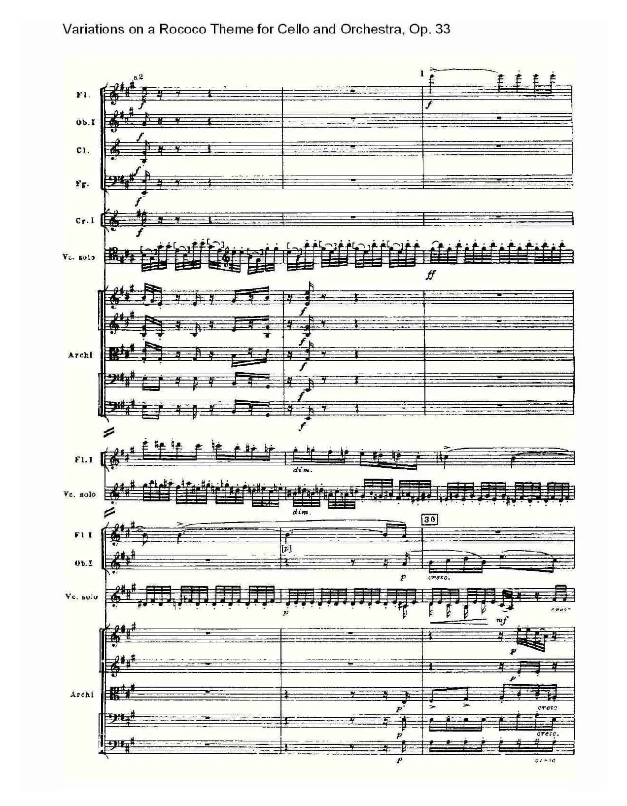 大提琴与管弦乐洛可可主题a小调变奏曲, Op.33（一）