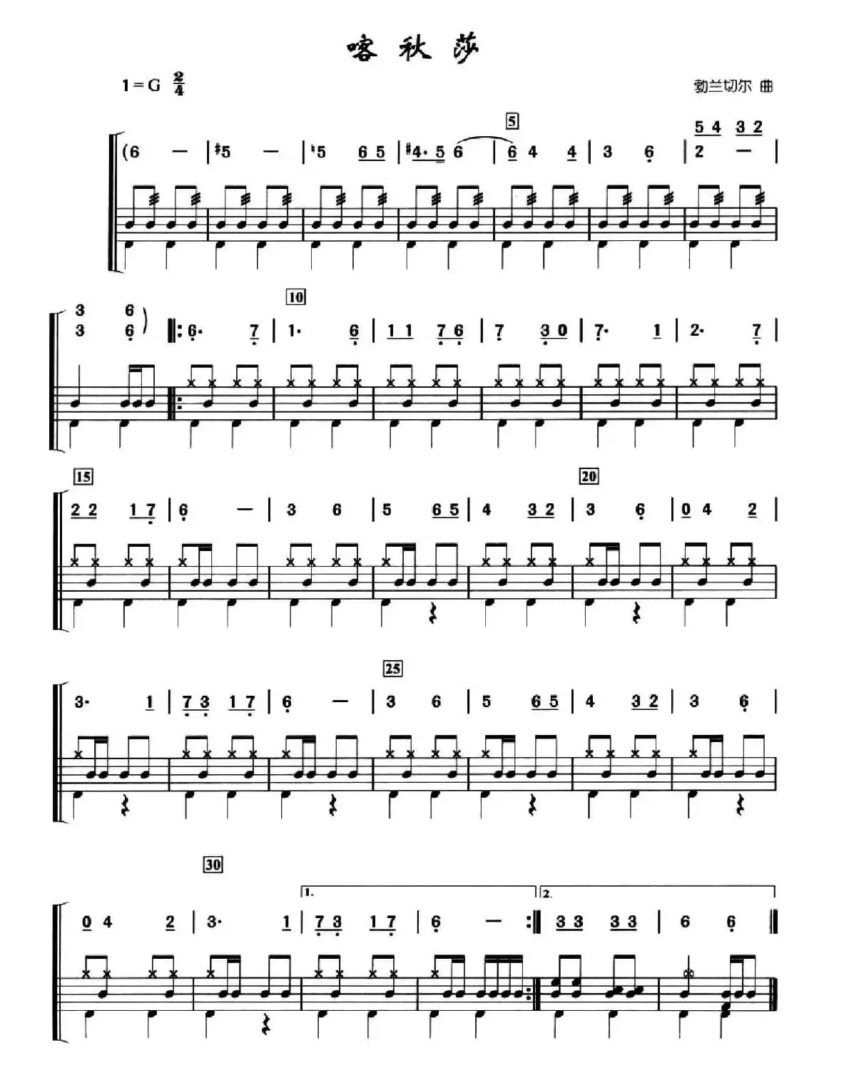 [前苏联]喀秋莎（架子鼓、简谱+鼓谱）