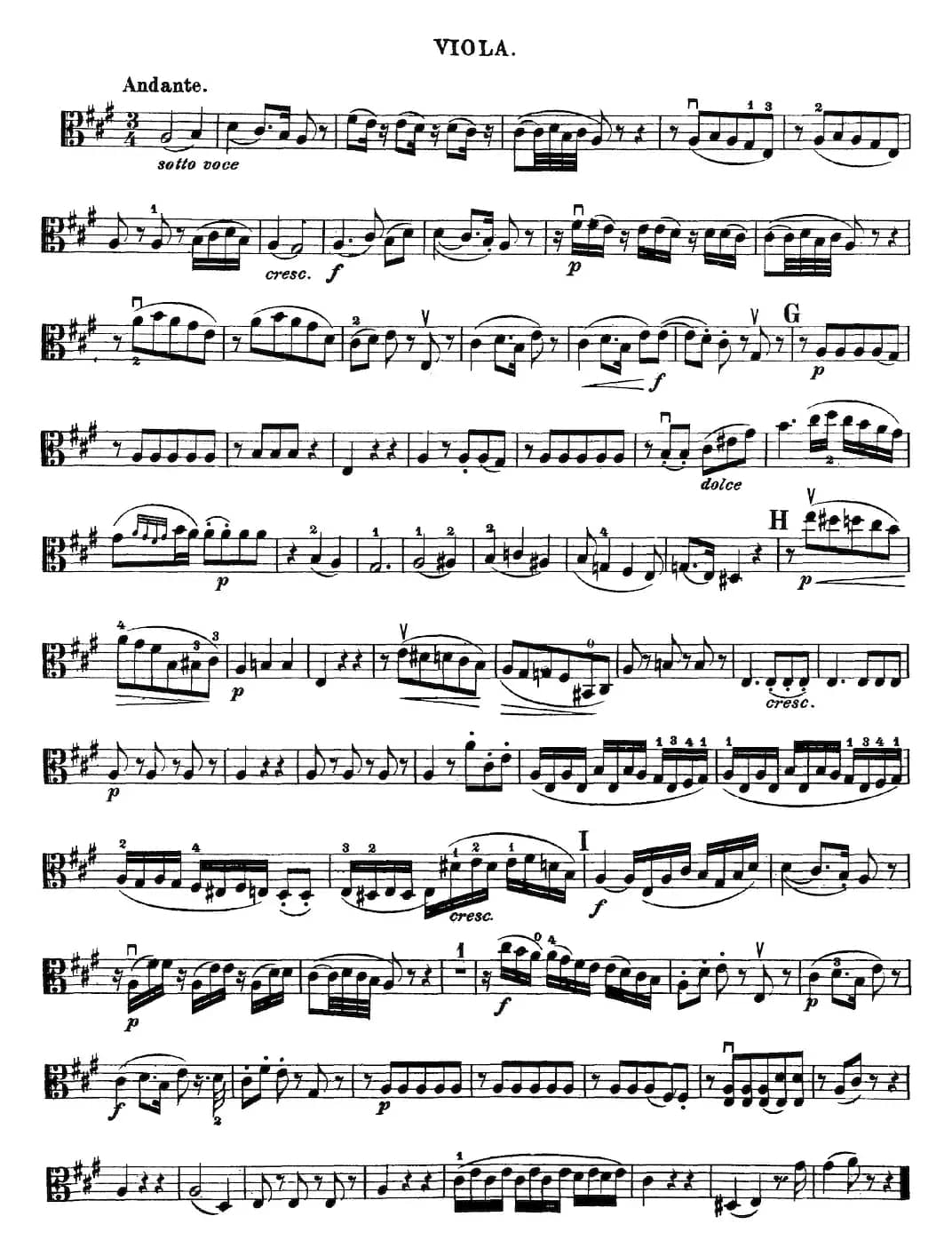 Mozart《Quartet No.21 in D Major,K.575》（Viola分谱）