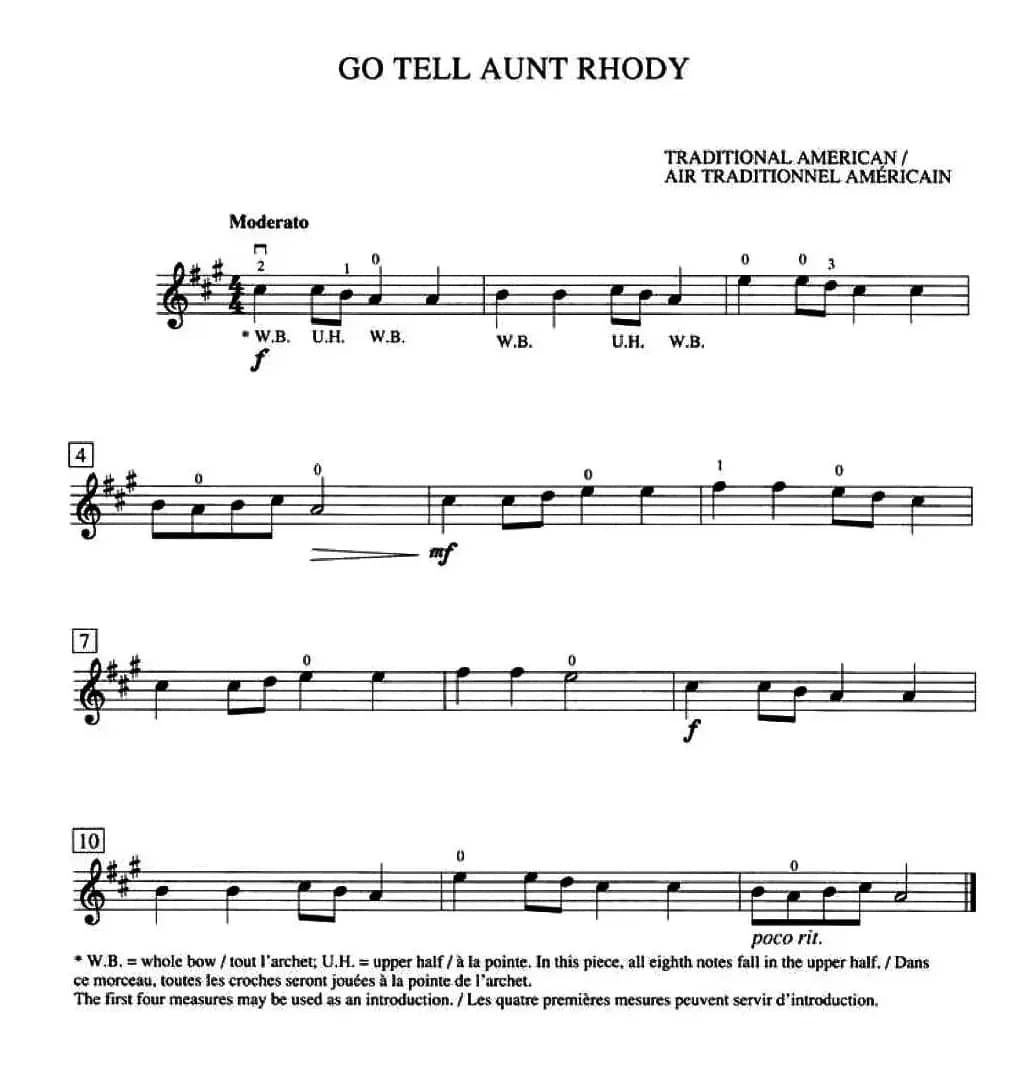 Go Tell Aunt Rhody（加拿大小提琴考级·预备级）