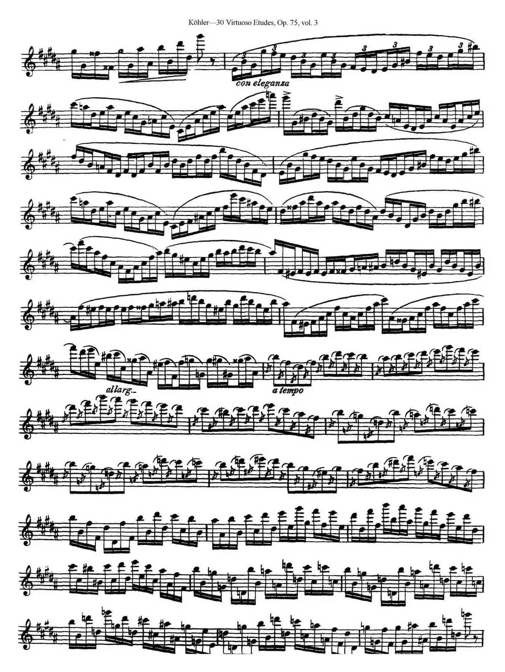 柯勒30首高级长笛练习曲作品75号（NO.29）