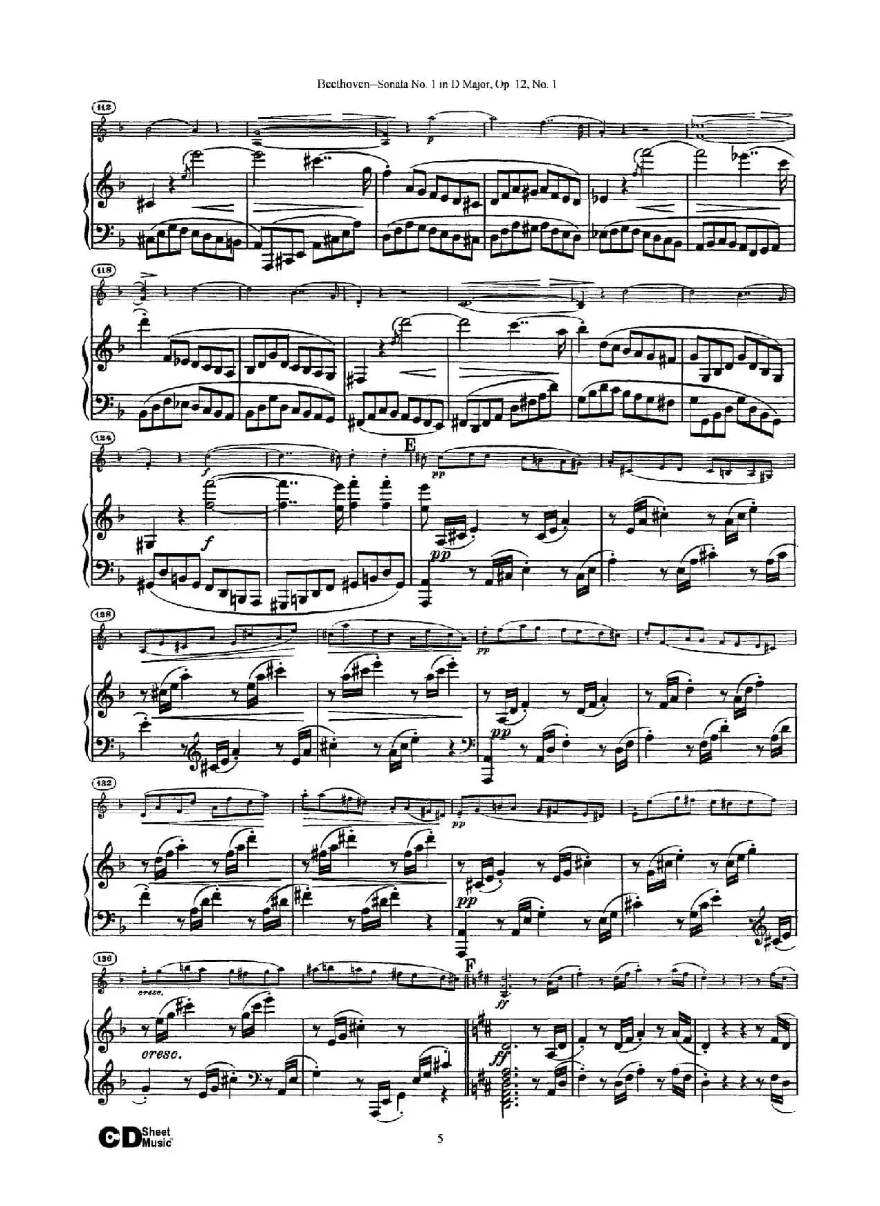 D大调第一小提琴奏鸣曲（Sonata No.1 in D Major Op.12,No.1）（小提琴+钢琴伴奏）