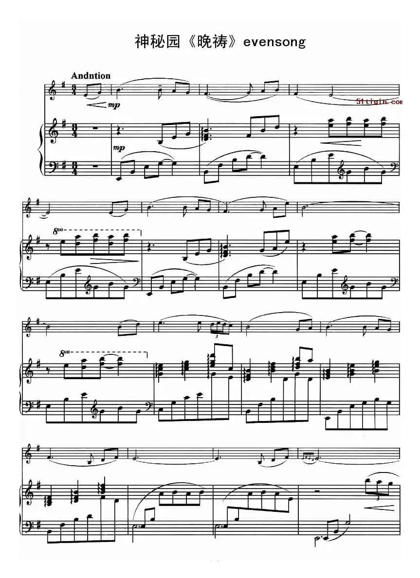 晚祷 evensong（小提琴+钢琴谱）