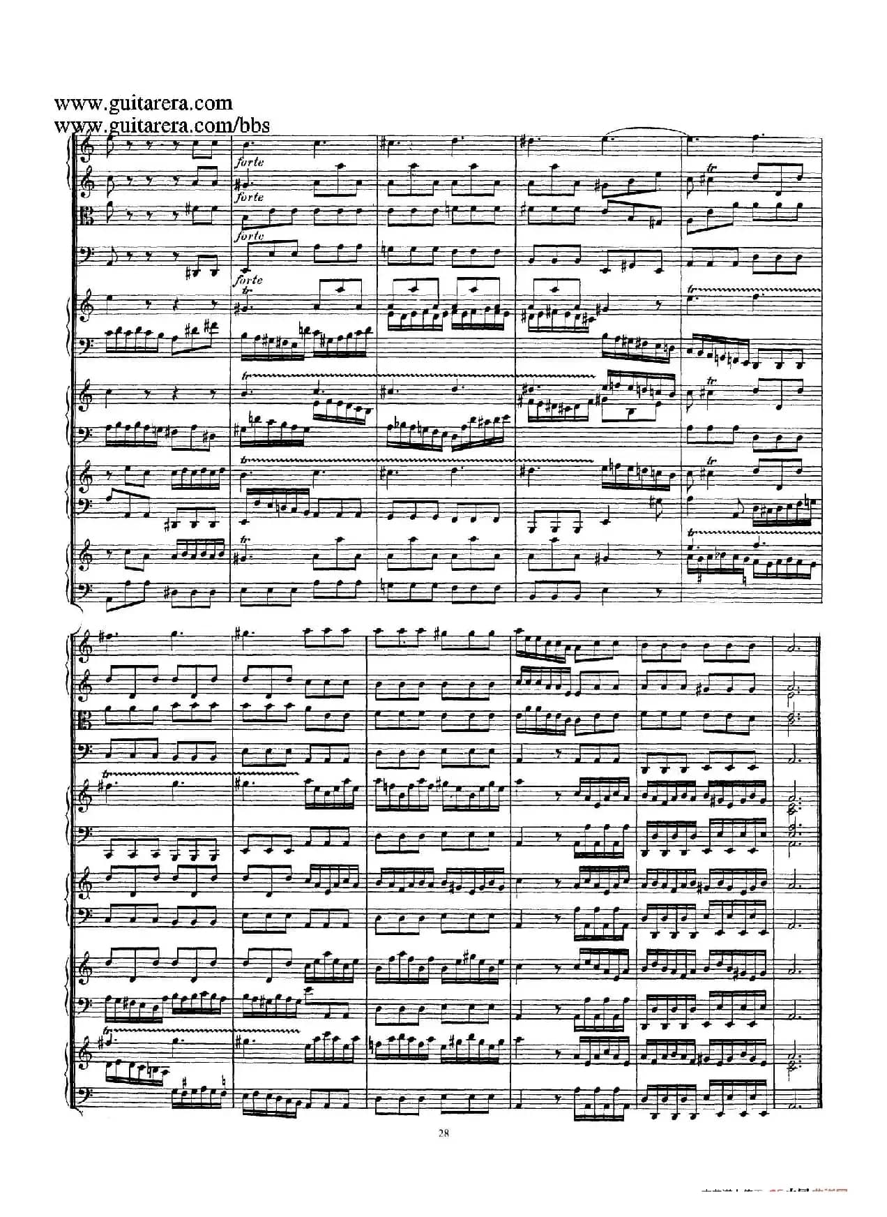 为四架古钢琴而作的a小调协奏曲 BWV 1065（总谱）