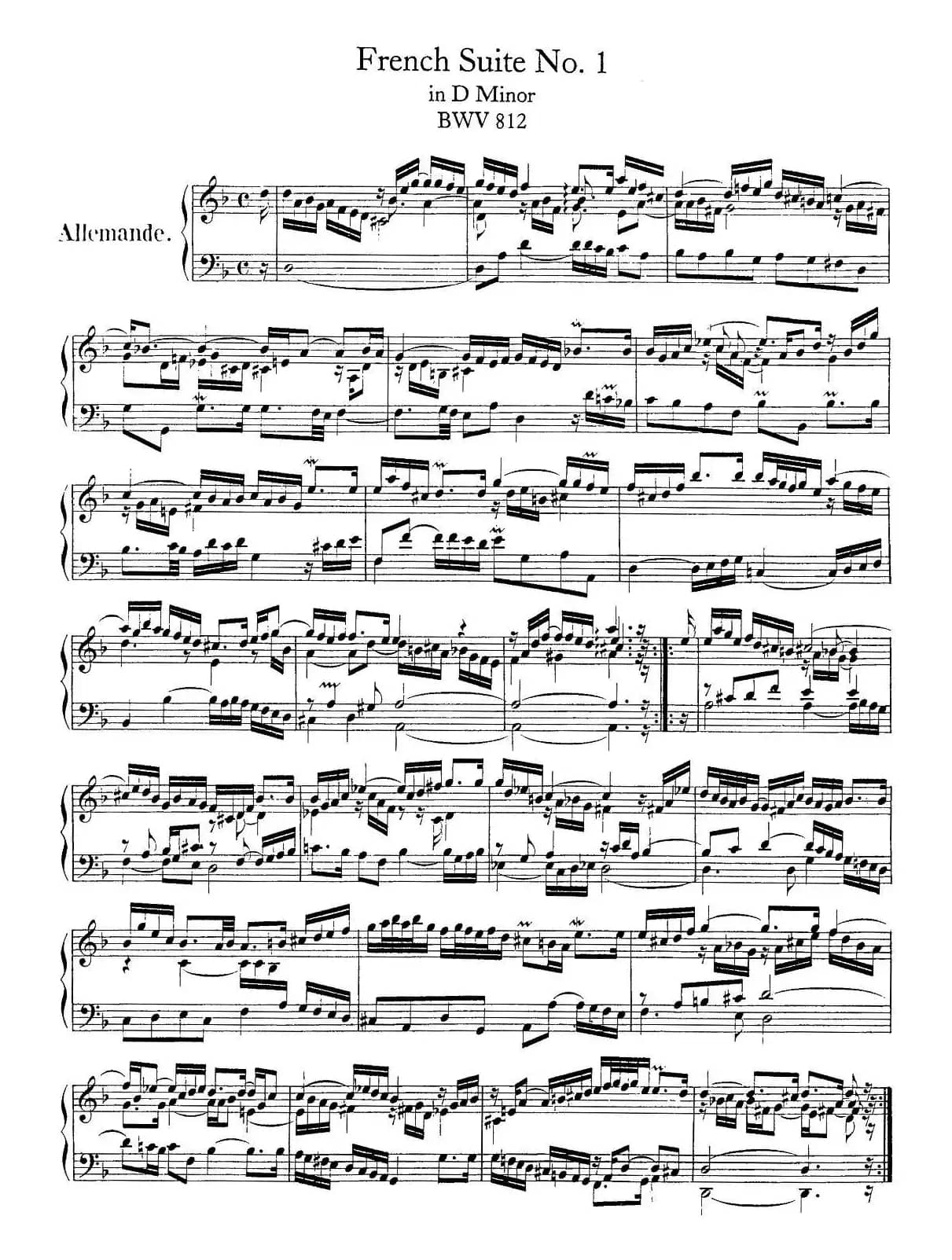 法国组曲之一：d小调