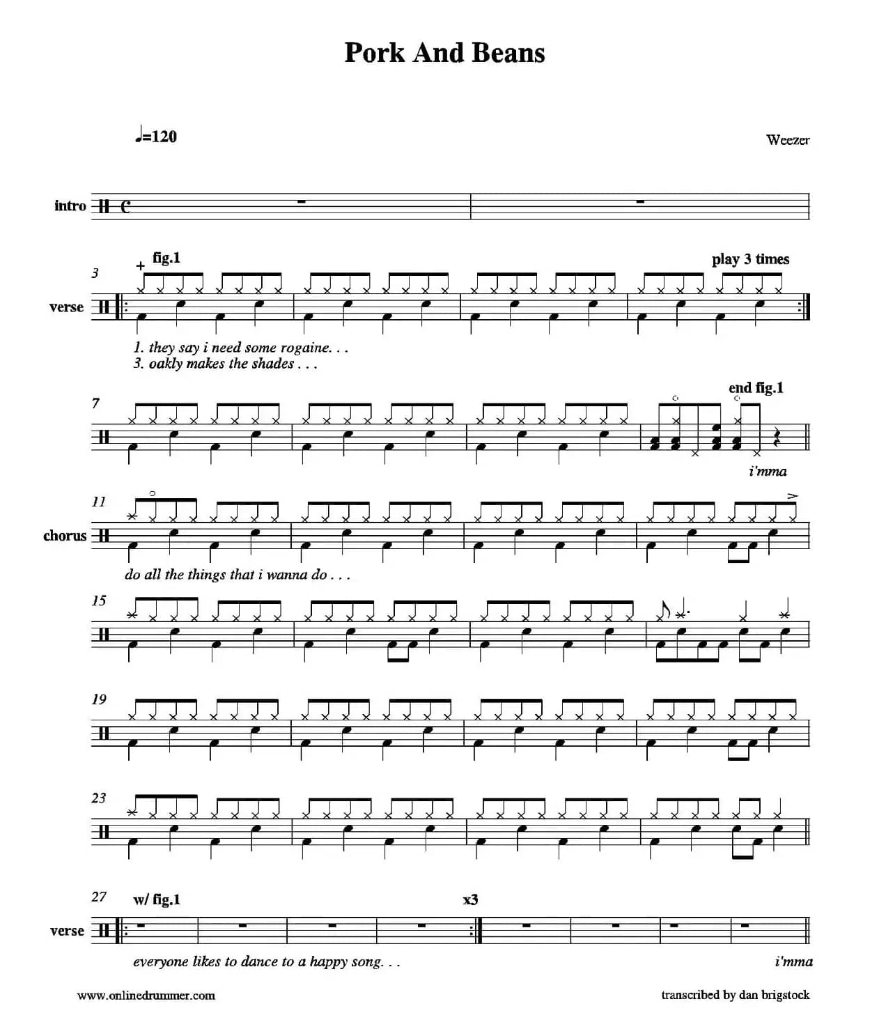 Pork and Beans（鼓谱）