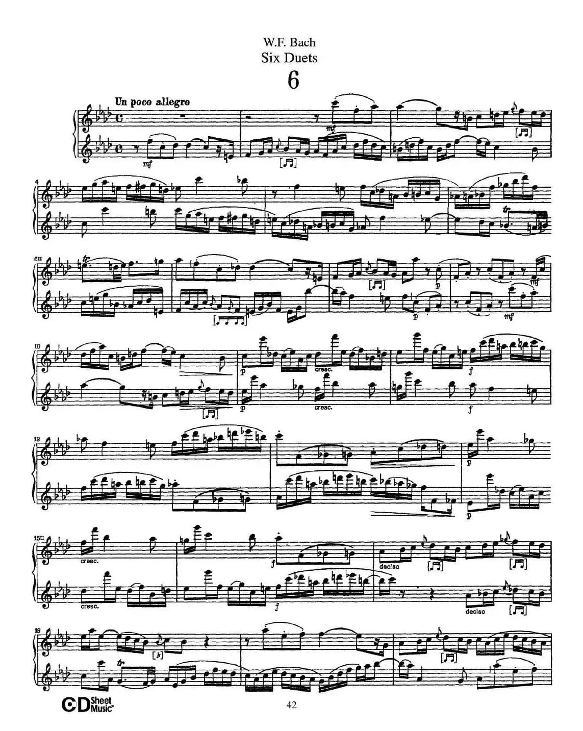 W.F.巴赫—六首二重奏练习曲（6）