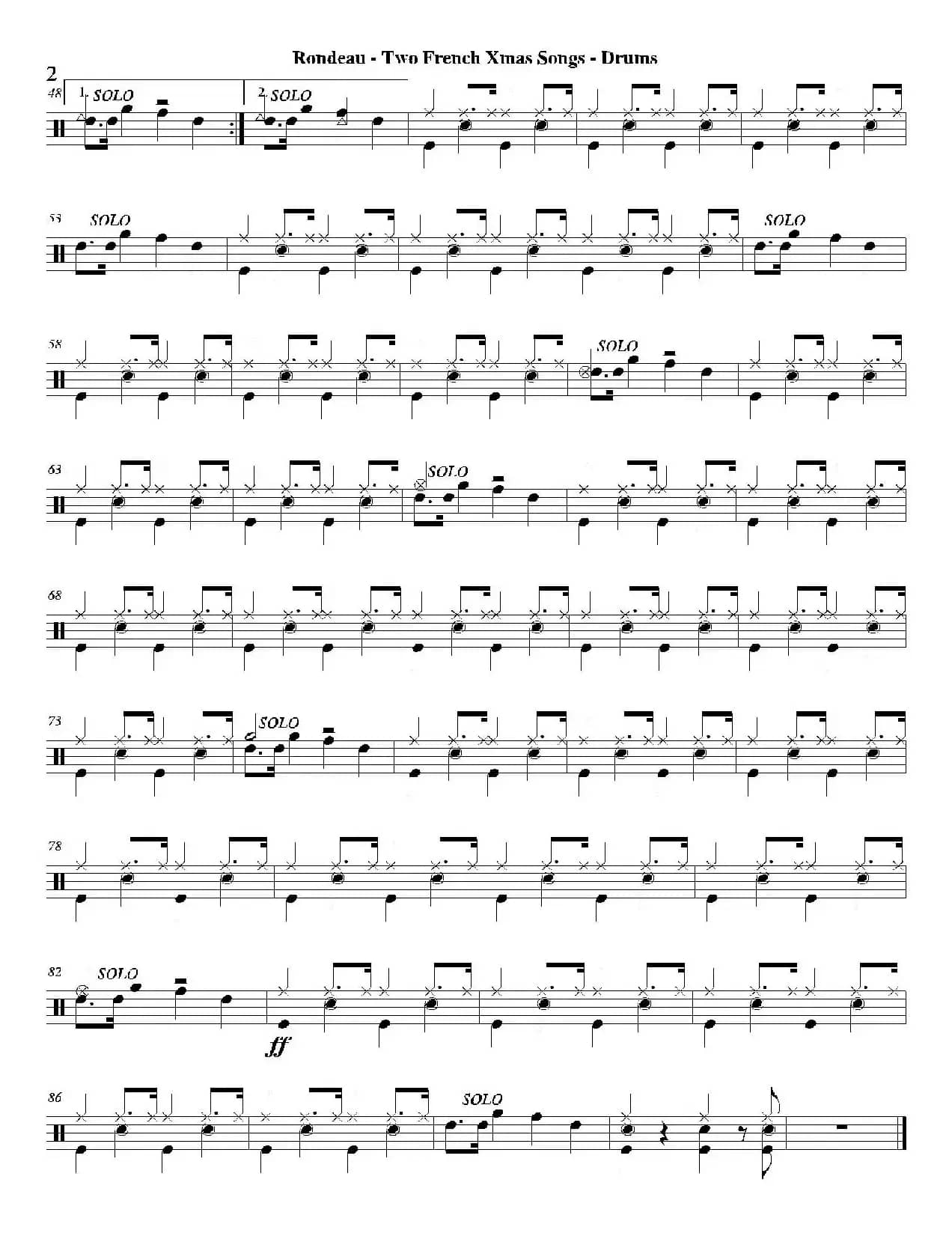 Two French Xmas Songs（爵士鼓分谱）