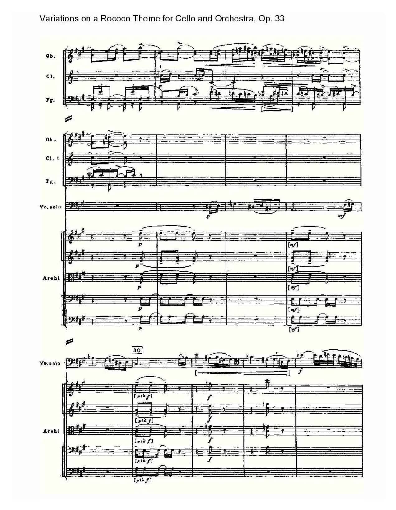 大提琴与管弦乐洛可可主题a小调变奏曲, Op.33（一）