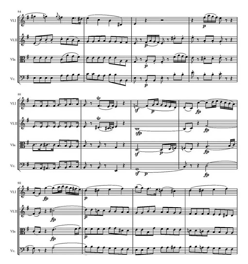 String Quartet KV.387（G大调弦乐四重奏）