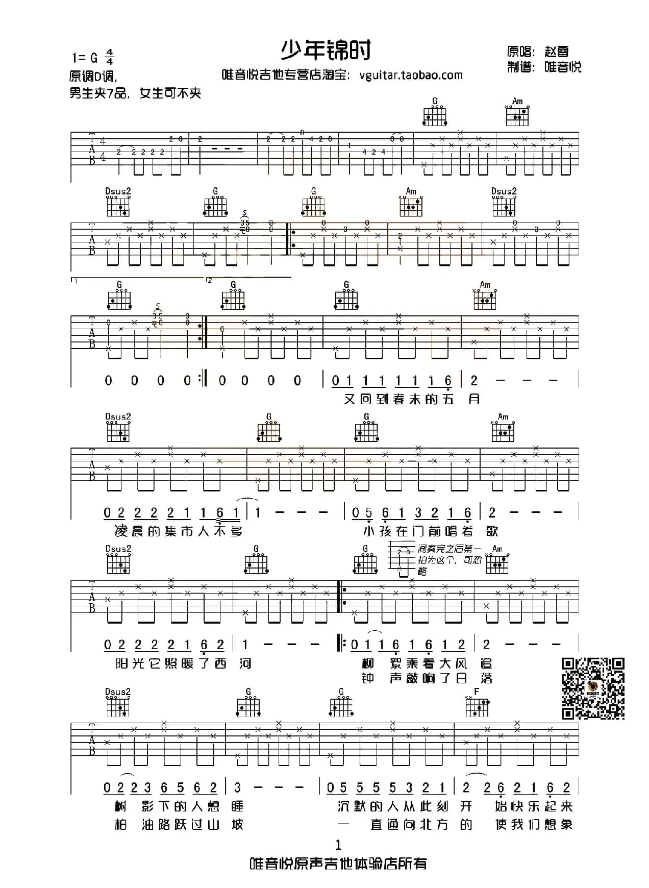 少年锦时（唯音悦制谱版）