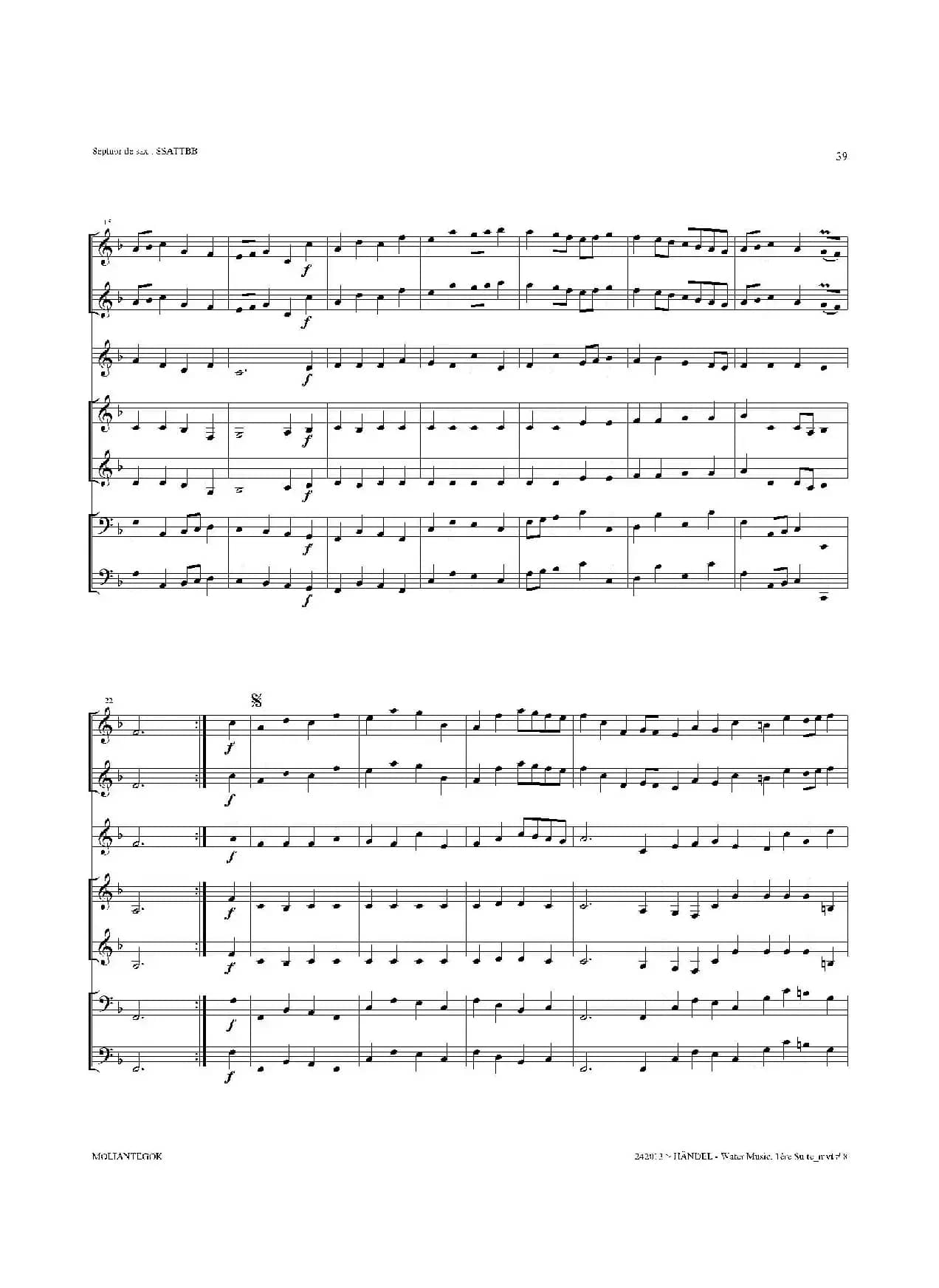 Water Music（HWV.348 No.1）（萨克斯合奏总谱）