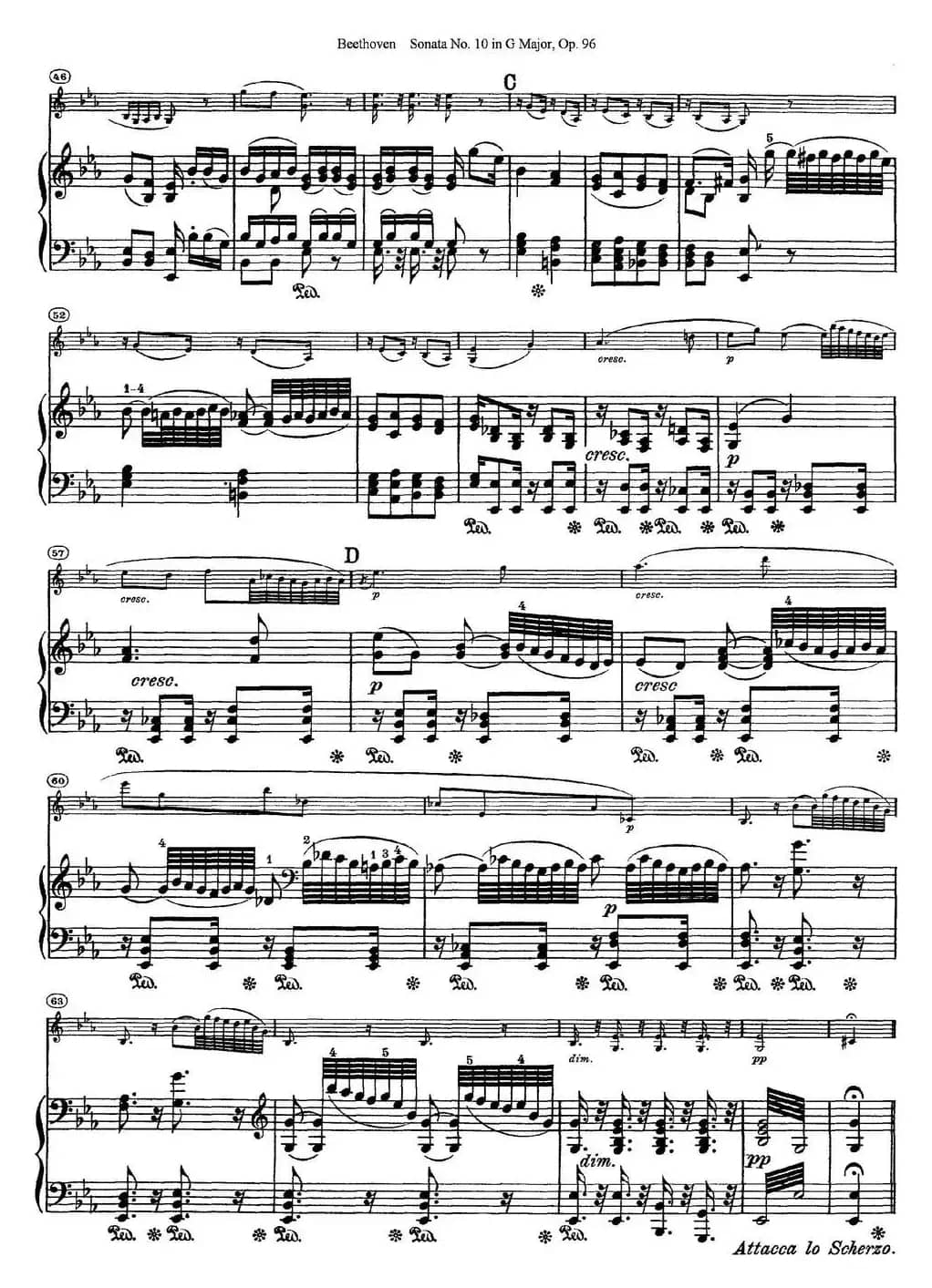 Violin Sonata No.10 in G Major Op.96（小提琴+钢琴伴奏）