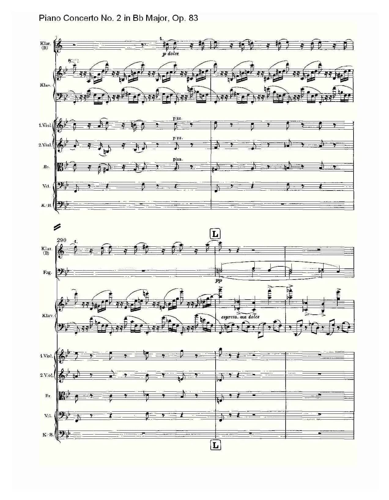 Bb大调钢琴第二协奏曲, Op.83第一乐章（一）