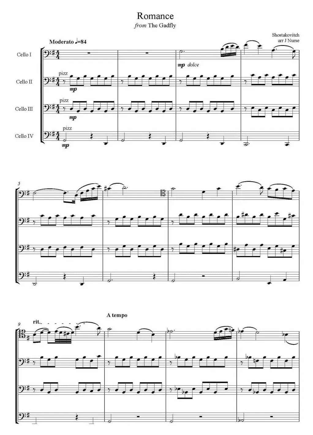 Romance（大提琴四重奏）