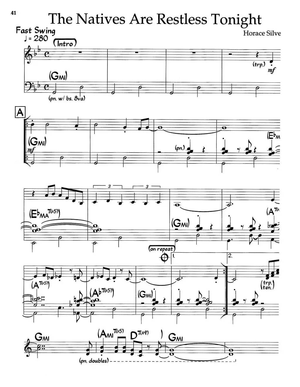 The Natives Are Restless Tonight（爵士钢琴曲）