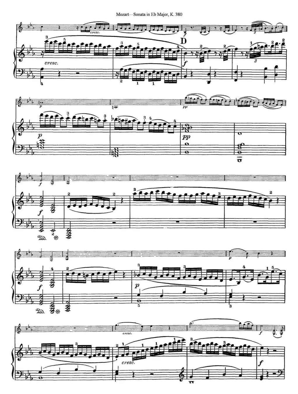 Violin Sonata in Eb Major K.380（小提琴+钢琴伴奏）