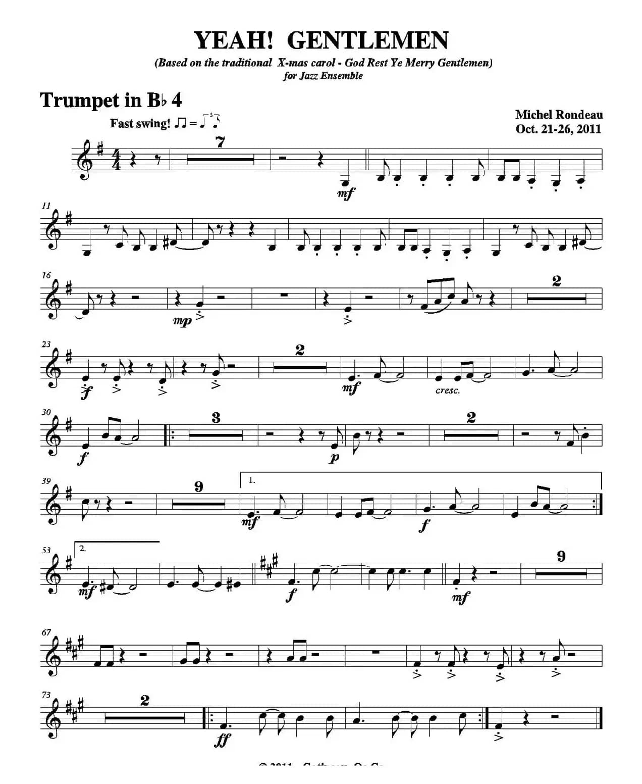 YEAH! GENTLEMEN（第四降B小号分谱）