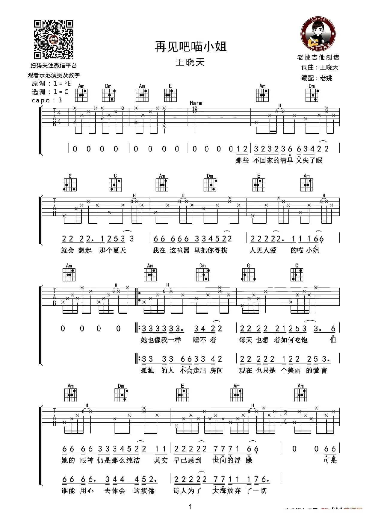 再见吧喵小姐（老姚吉他编配版）