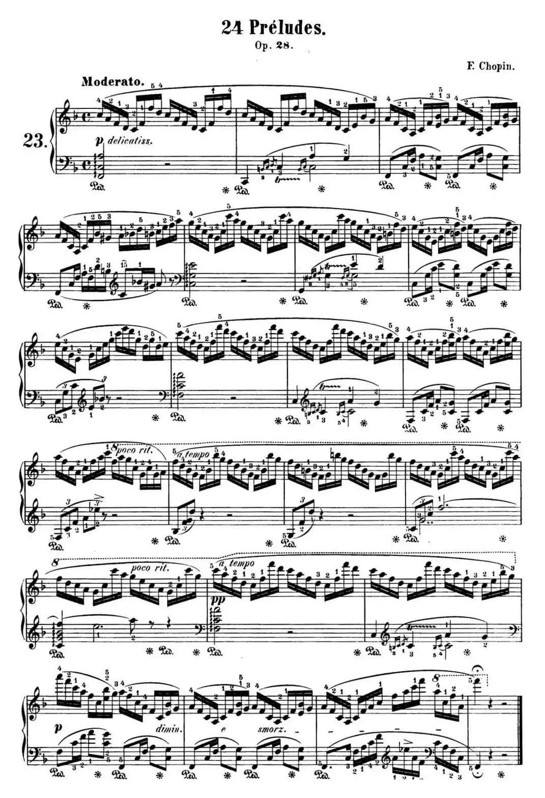 肖邦 24首钢琴前奏曲 Op.28 No.23 F大调