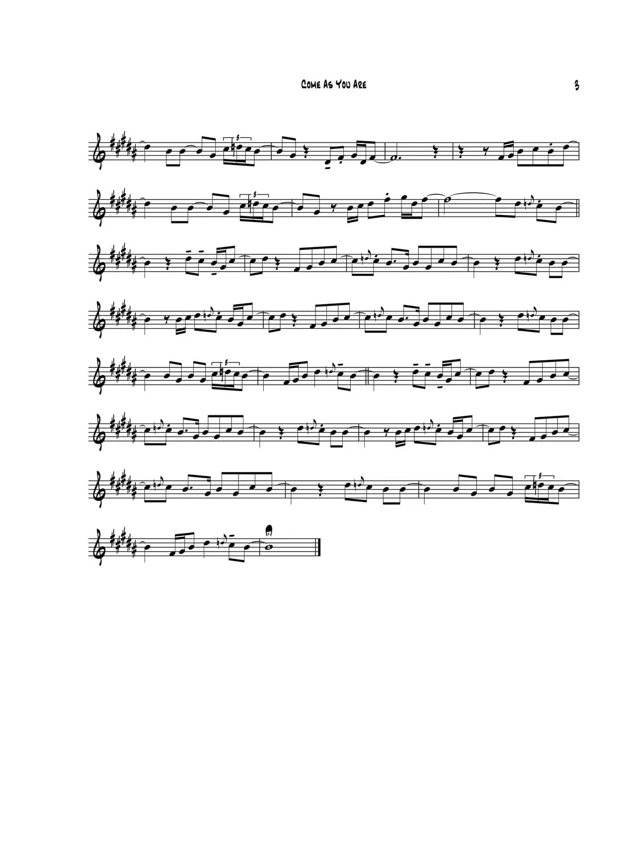 Come As You Are（中音萨克斯）