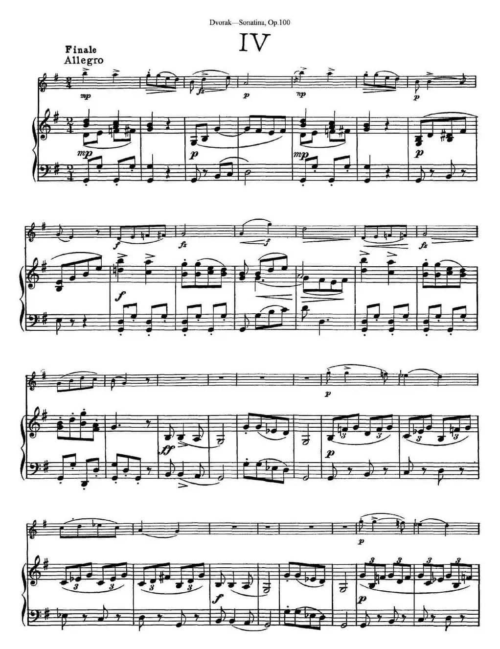 Violin Sonatina Op.100（小提琴+钢琴伴奏）