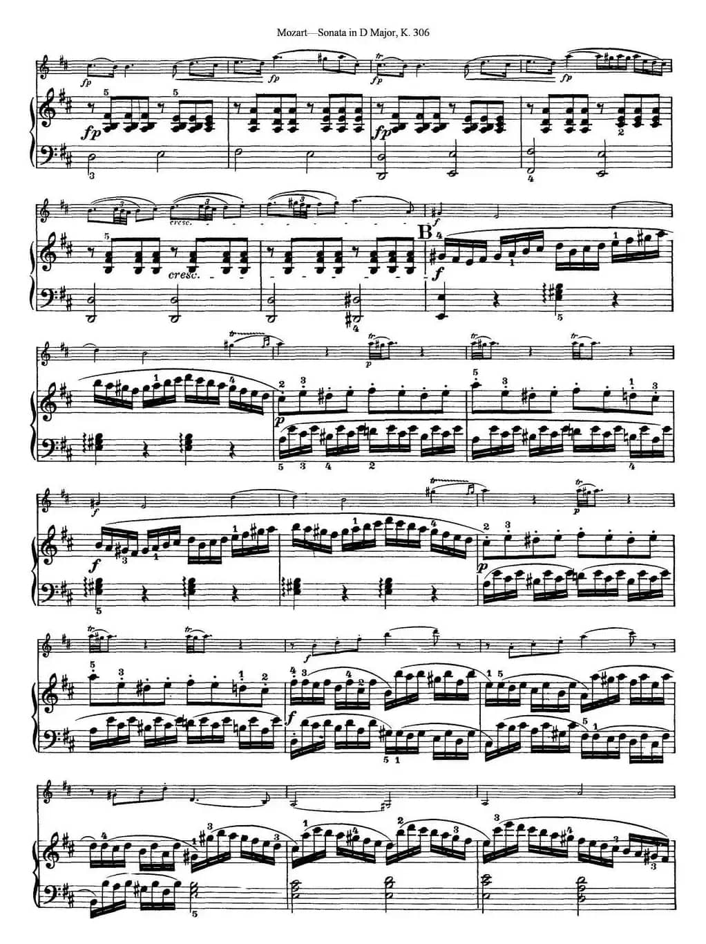 Violin Sonata in D Major K.306（小提琴+钢琴伴奏）