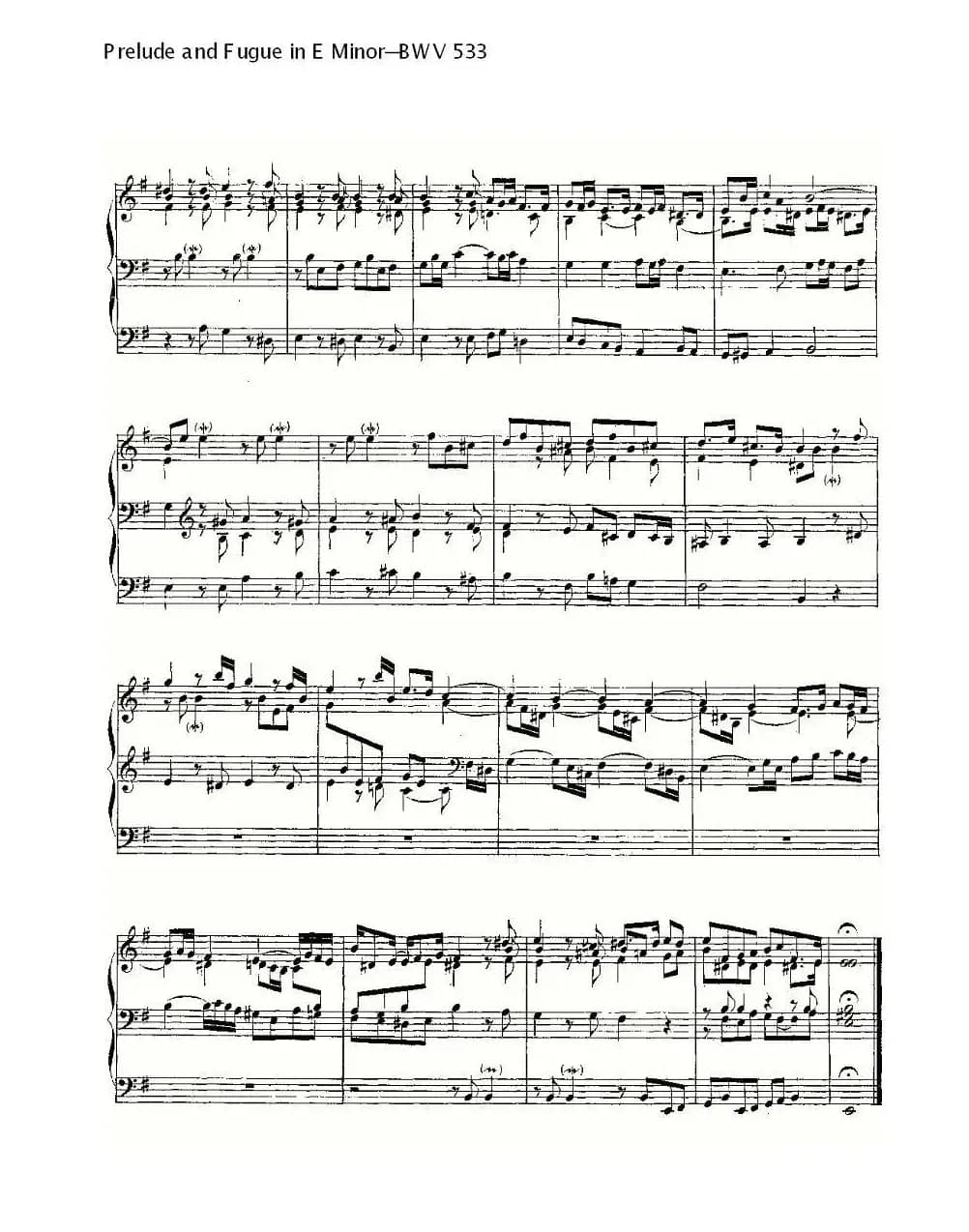 Prelude and Fugue in E Minor--BWV 533 （管风琴谱）