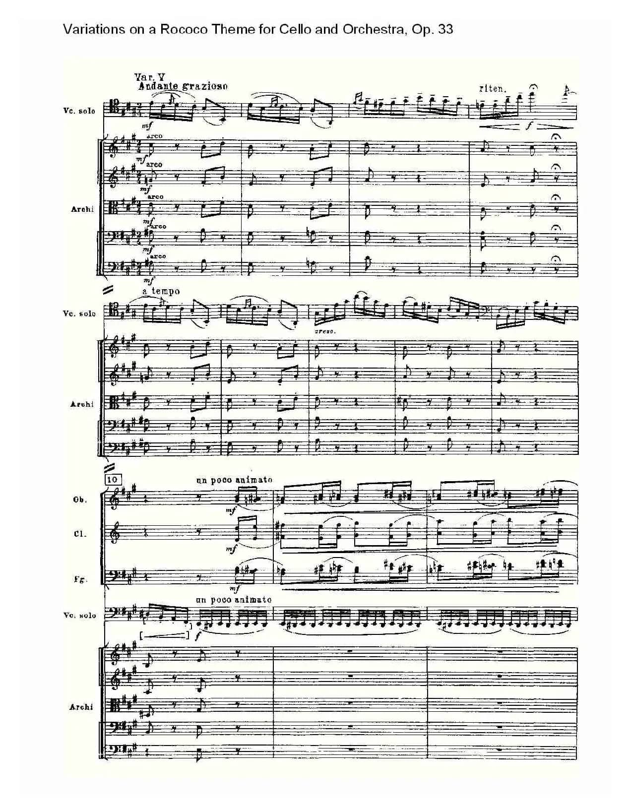 大提琴与管弦乐洛可可主题a小调变奏曲, Op.33（一）
