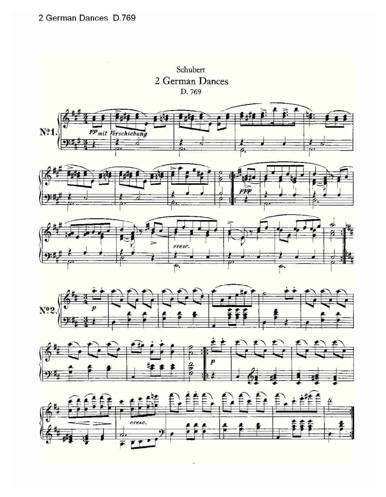 2 German Dances D.769（2 德国舞曲 D.769）