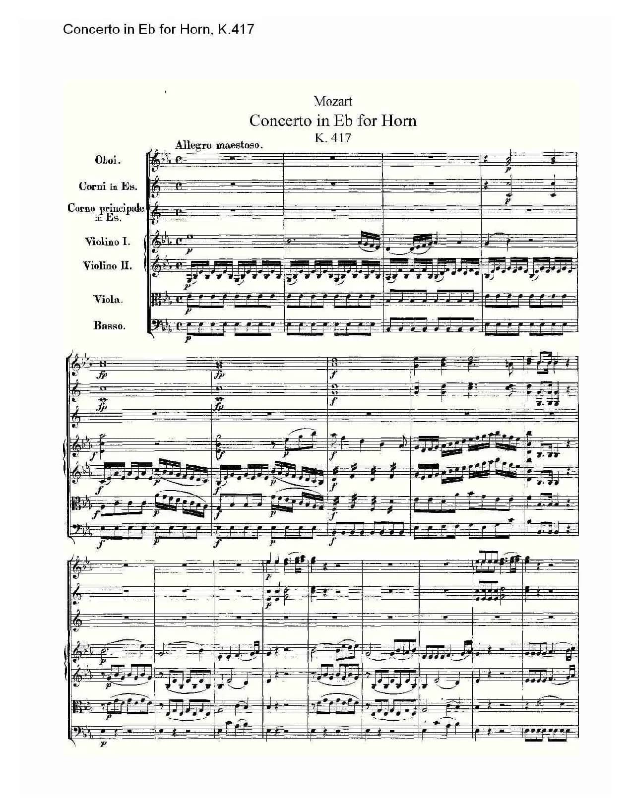 Concerto in Eb for Horn, K.417（Eb调法国号协奏曲, K.417）