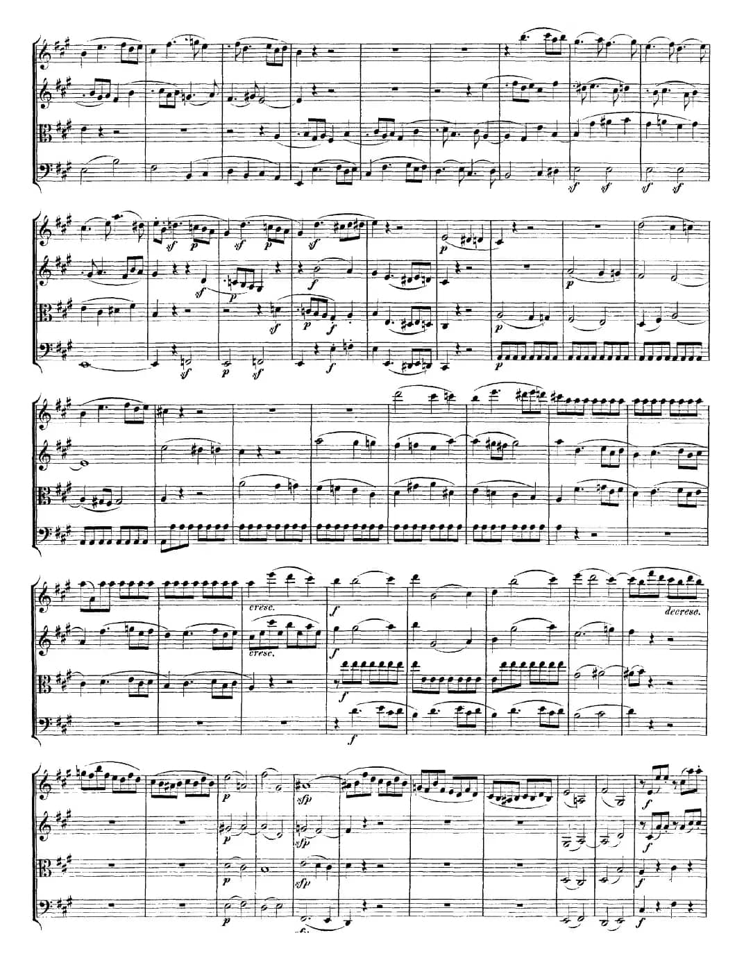 Mozart《Quartet No.18 in A Major,K.464》（总谱）