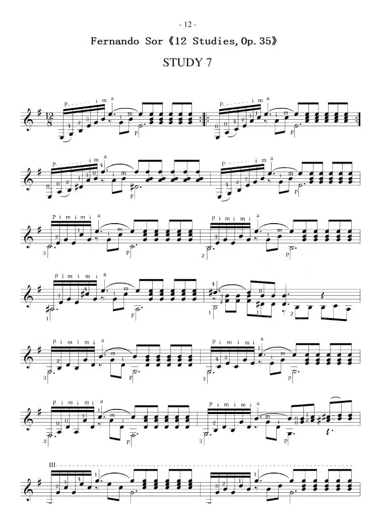 Fernando Sor《12 Studies,Op.35》（STUDY 7）