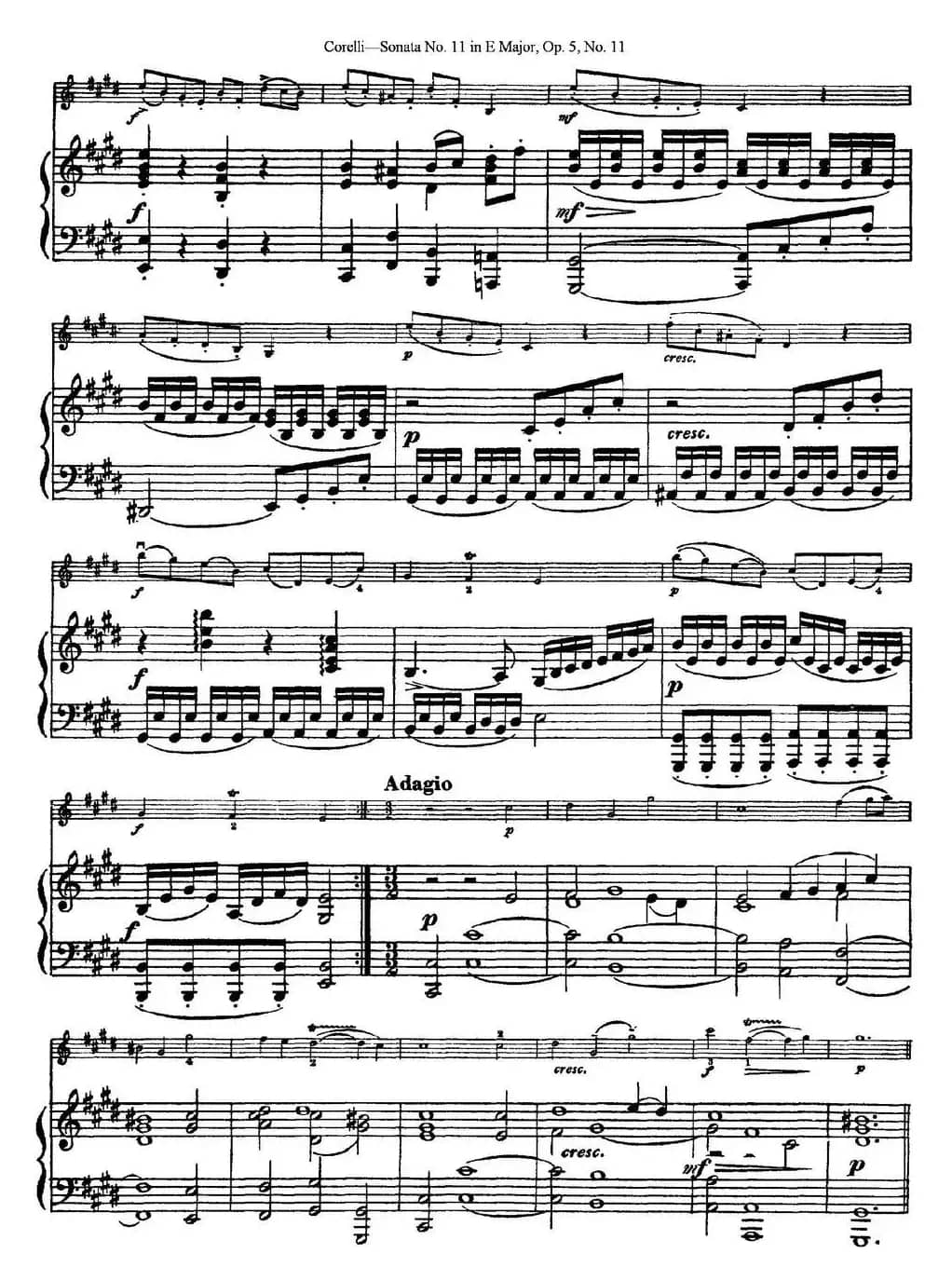 Sonata No.11 in E Major Op.5 No.11（小提琴+钢琴伴奏）