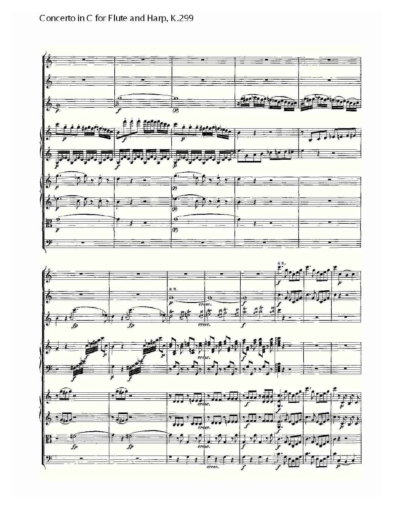 C调长笛与竖琴协奏曲, K.299（一）