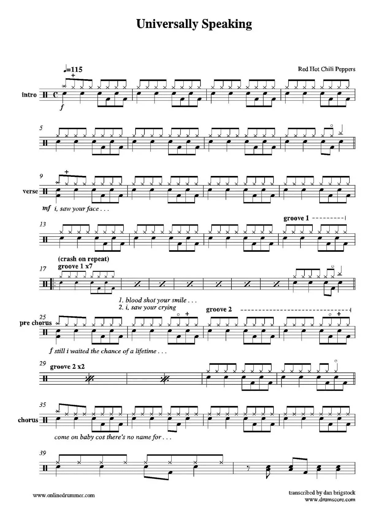 Universally Speaking（鼓谱）