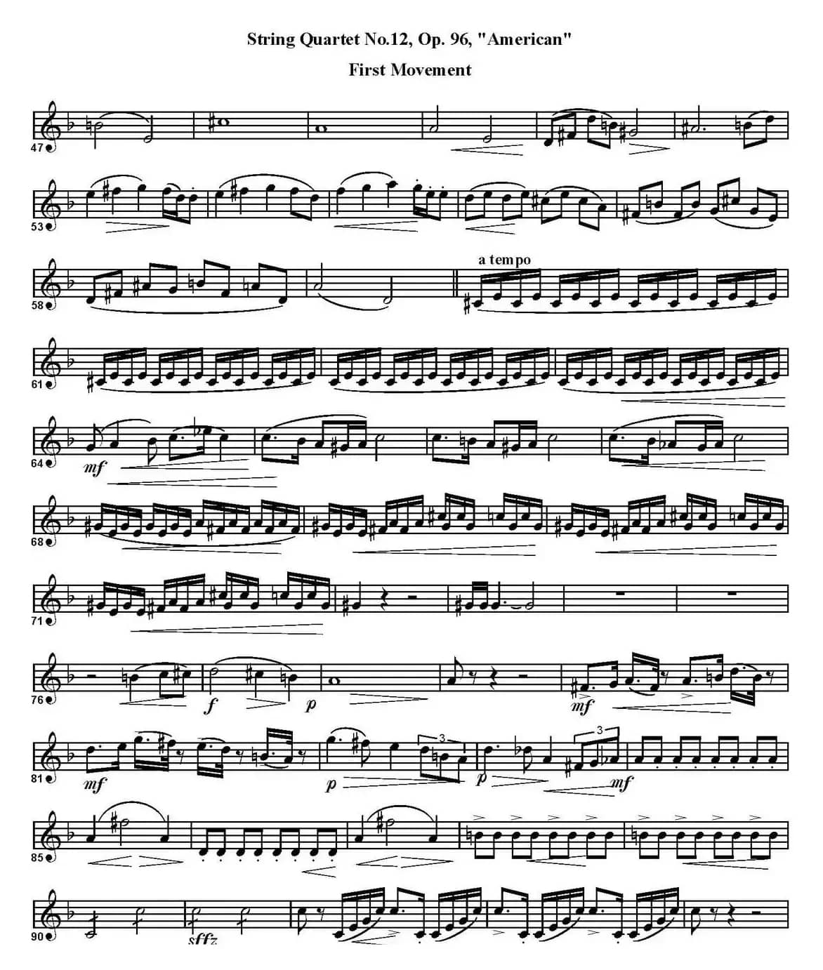 String Quartet No.12，Op.96（四重奏·次中音萨克斯分谱）