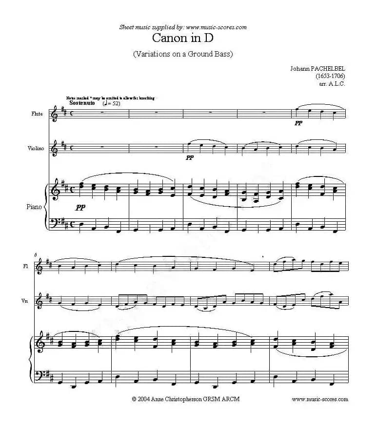 Canon in D（G大调卡农）（长笛+小提琴+钢琴三重奏）