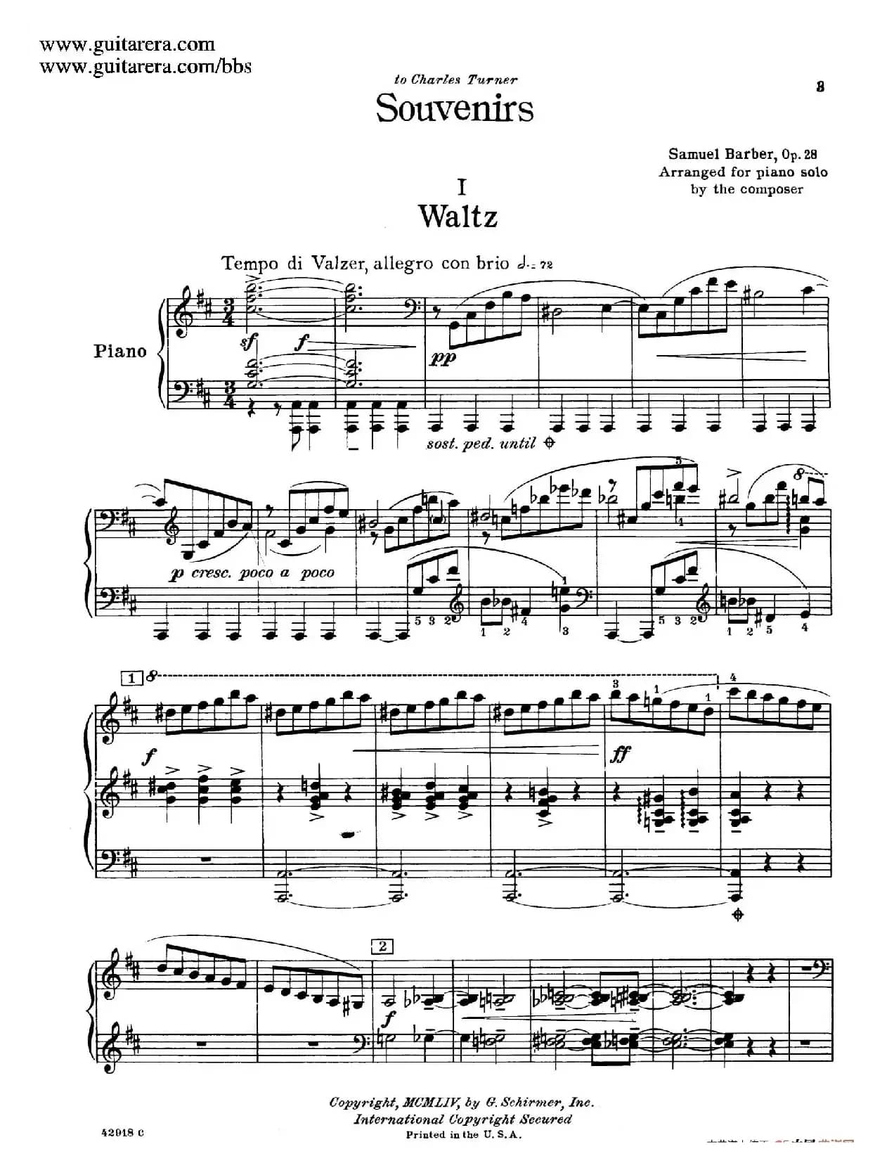 Souvenirs Op.28（纪念曲1. 圆舞曲）