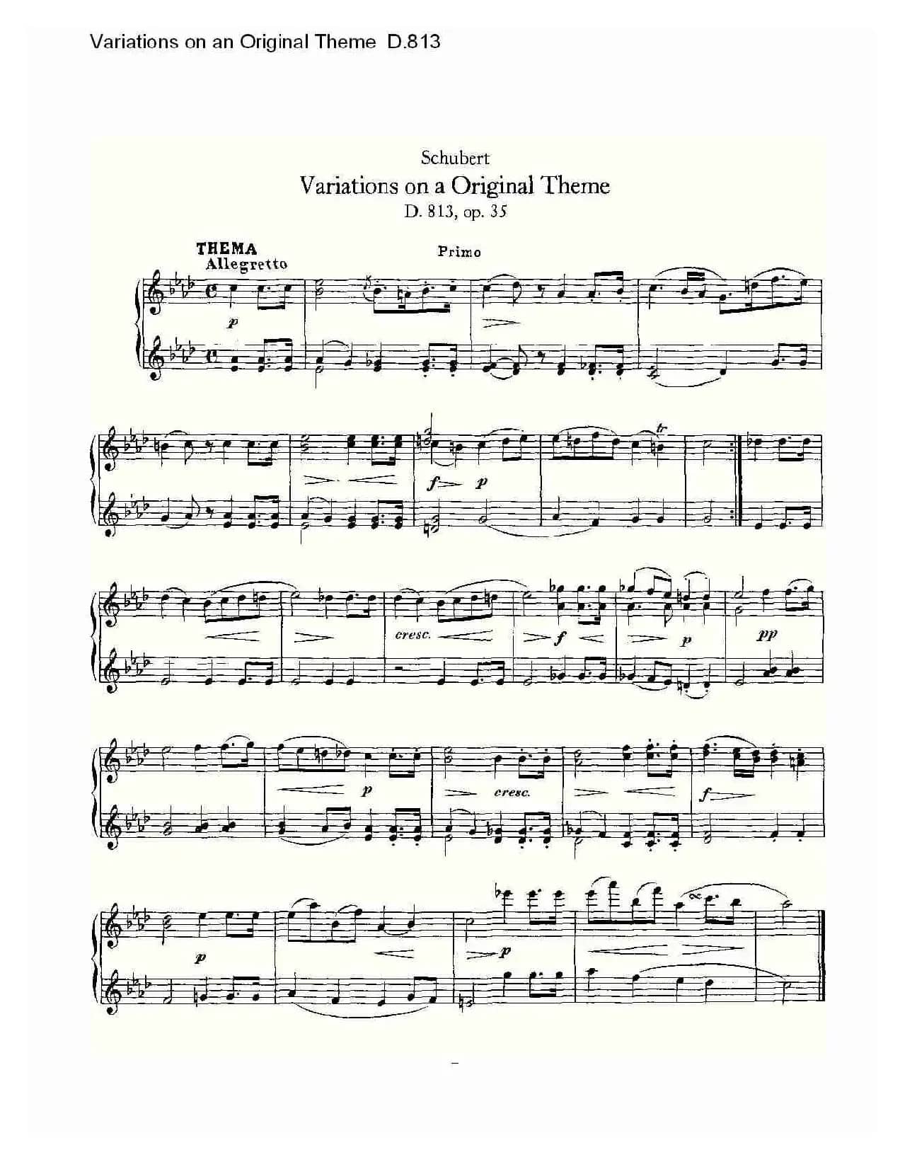 Variations on an Original Theme D.813（原生态主题变鸣曲 D.）