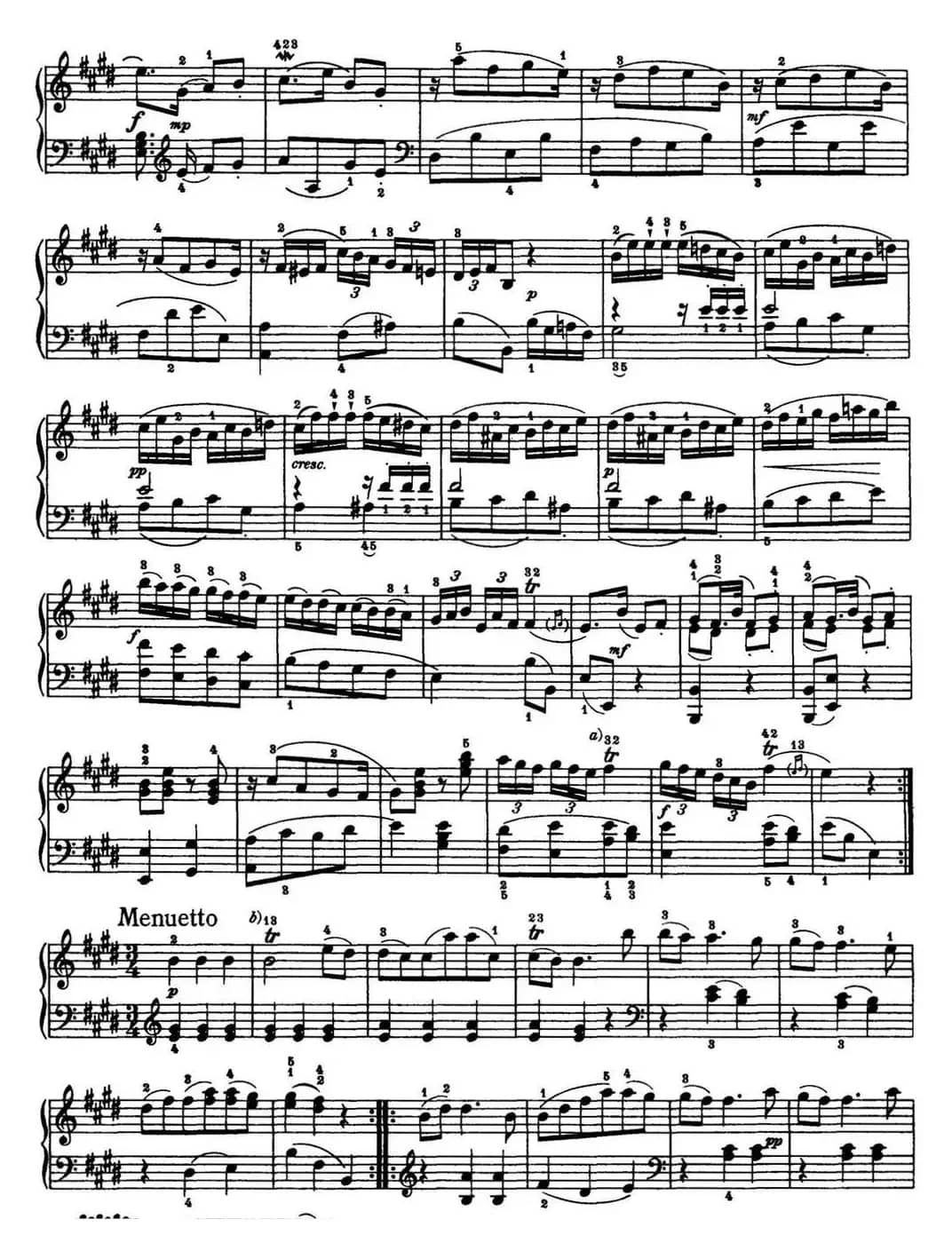 海顿 钢琴奏鸣曲 Hob XVI 13 Partita E major