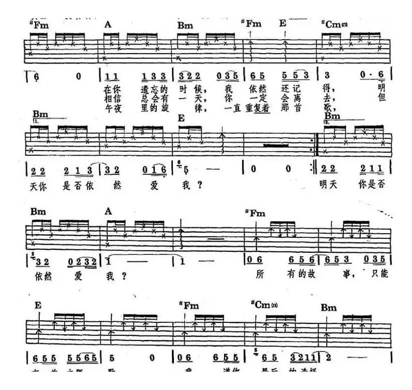 民族吉他弹唱：明天你是否依然爱我