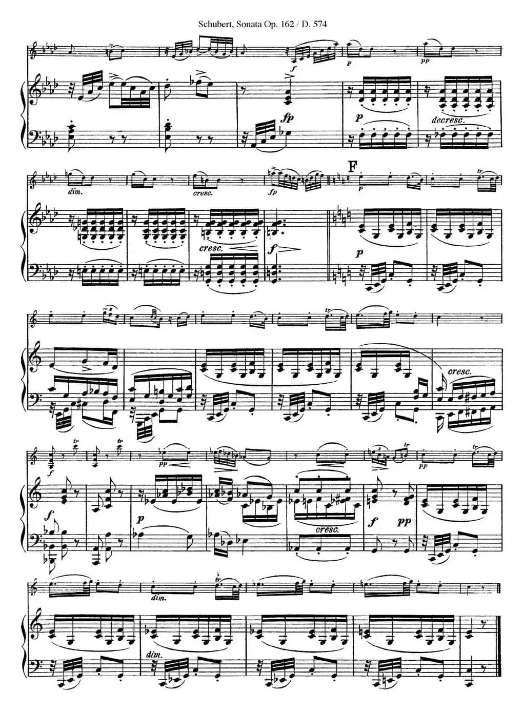 Violin Sonata in A major Op.162 D.574（小提琴+钢琴伴奏）
