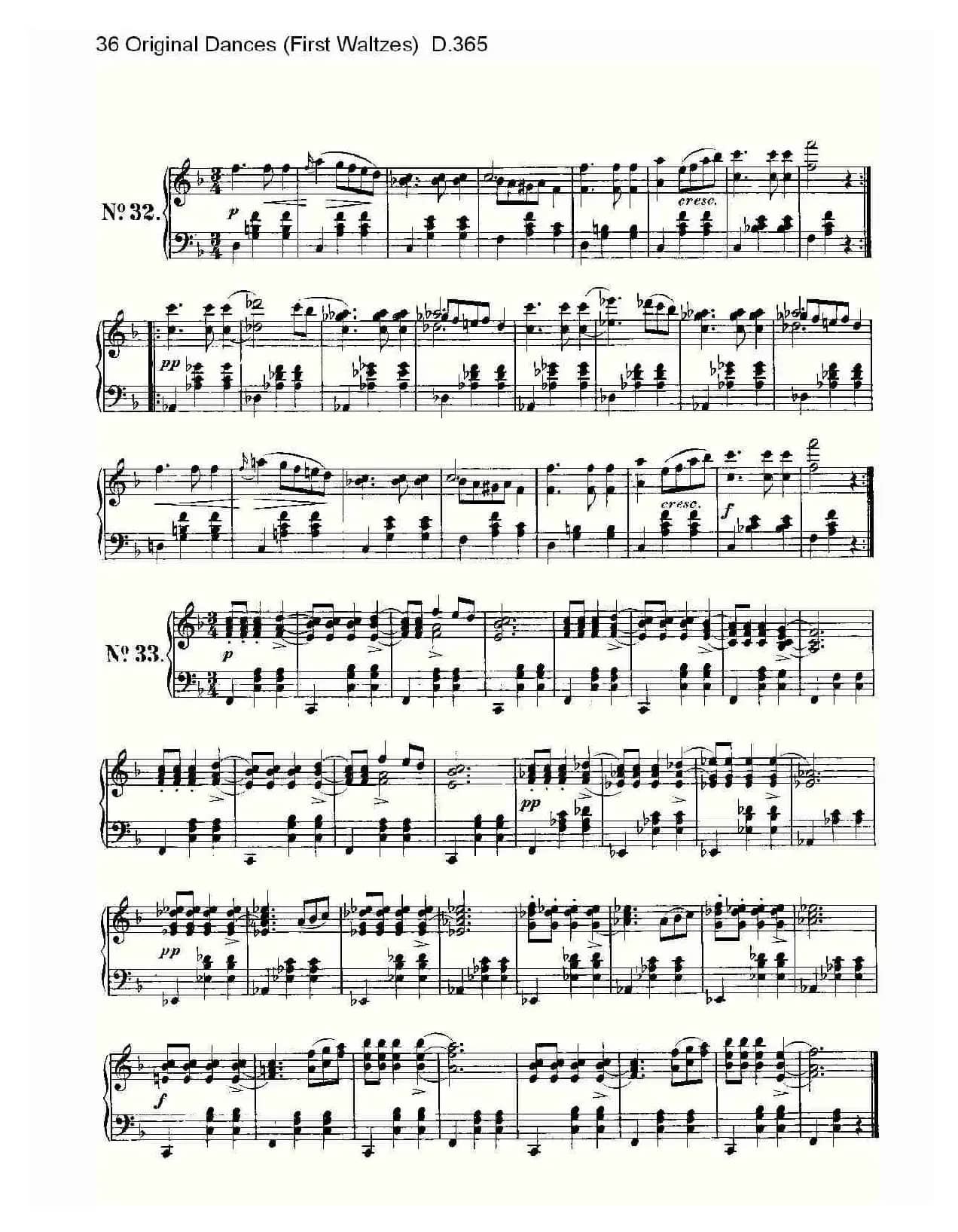 36 Original Dances（First Waltzes) D.36）