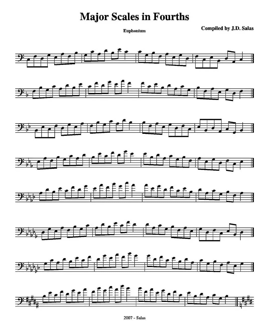 Major Scales in 4ths - Euphonium（上低音号练习教材选曲）