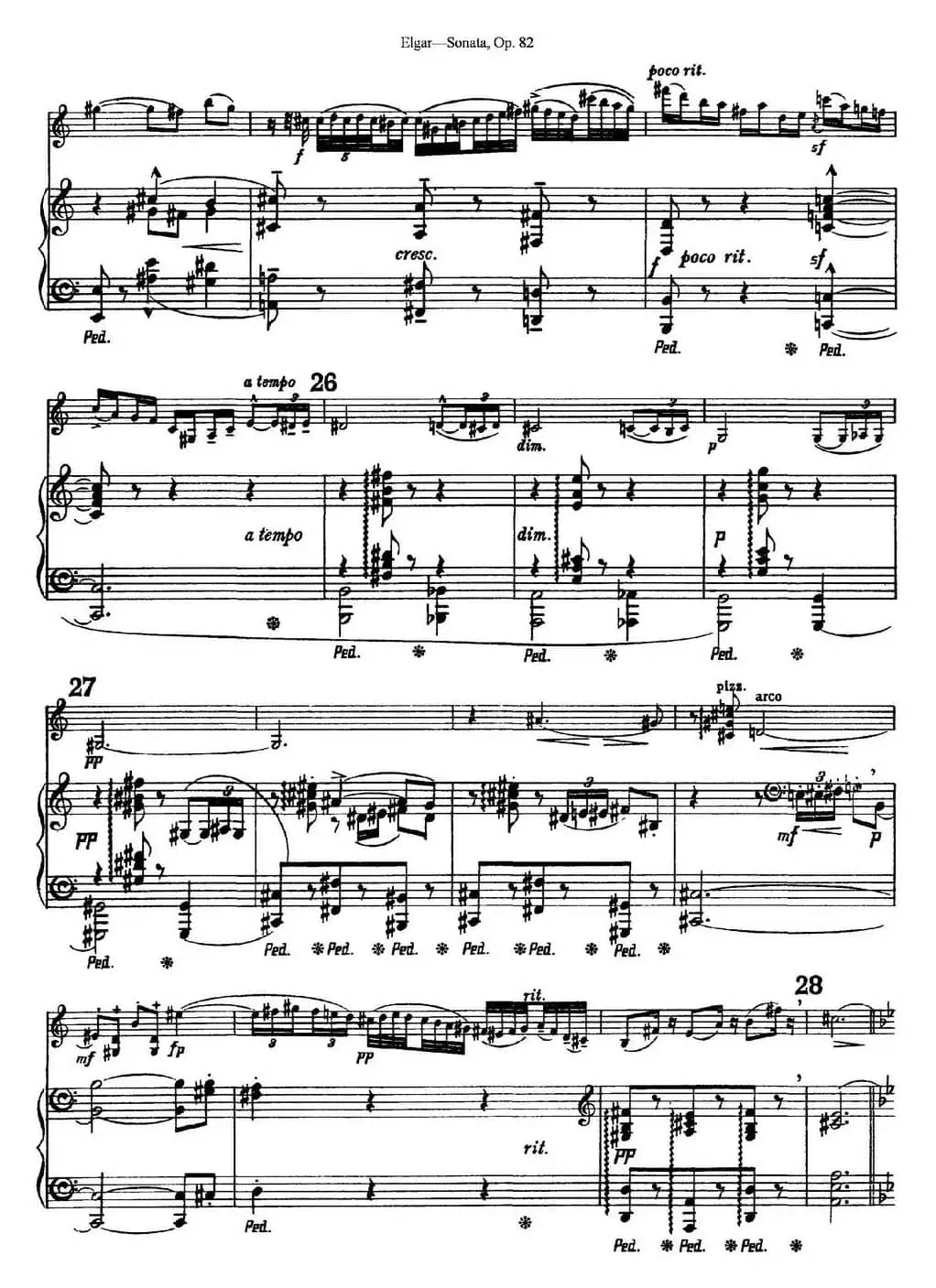 Violin Sonata Op.82（小提琴+钢琴伴奏）