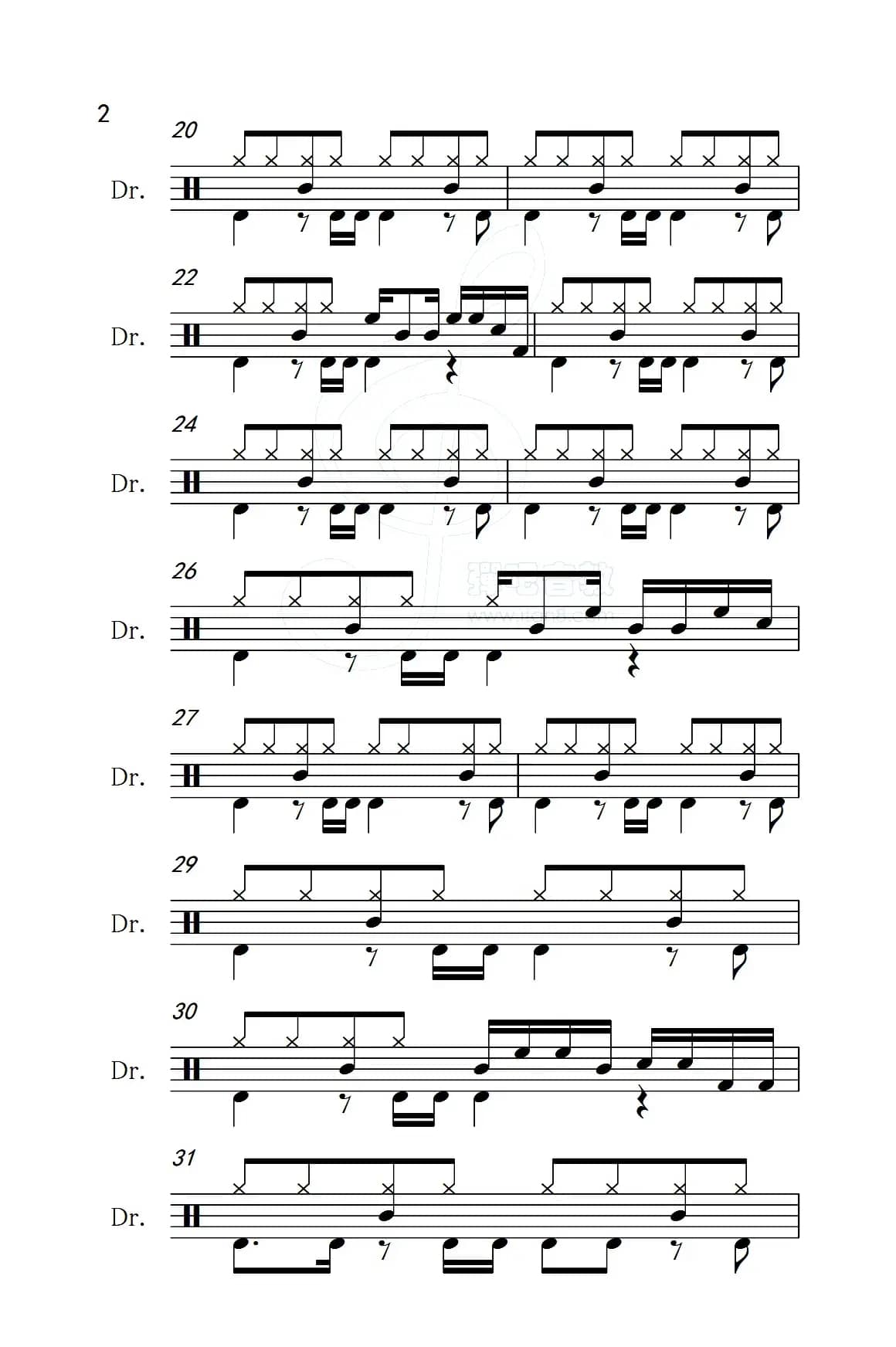 隐形的翅膀（架子鼓谱）