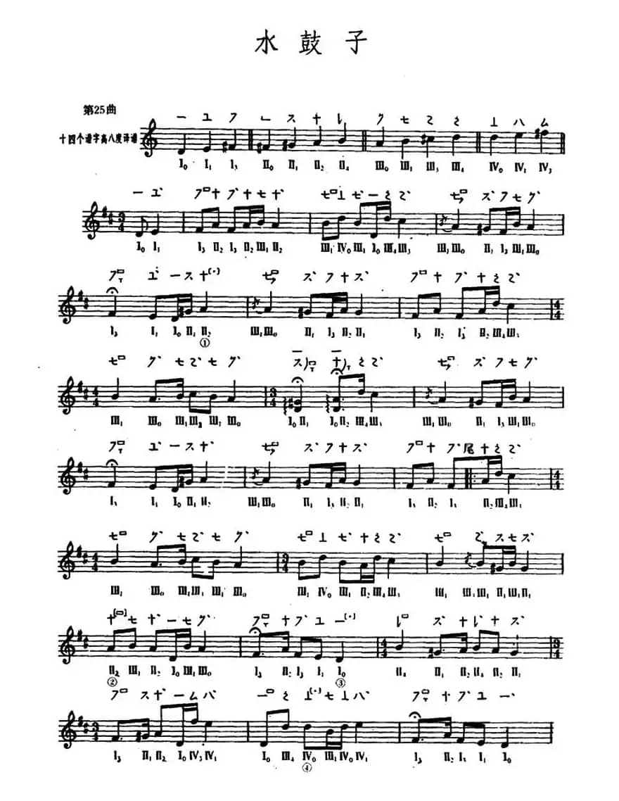 水鼓子（敦煌琵琶曲谱 第25曲）