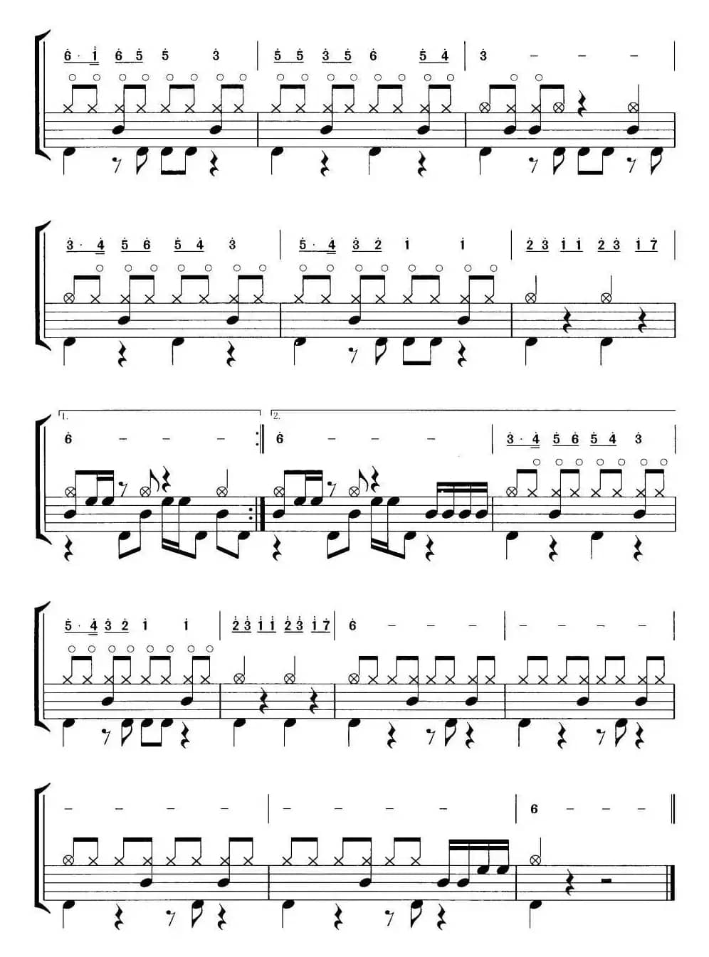 大阪城的姑娘（摇滚乐鼓谱）